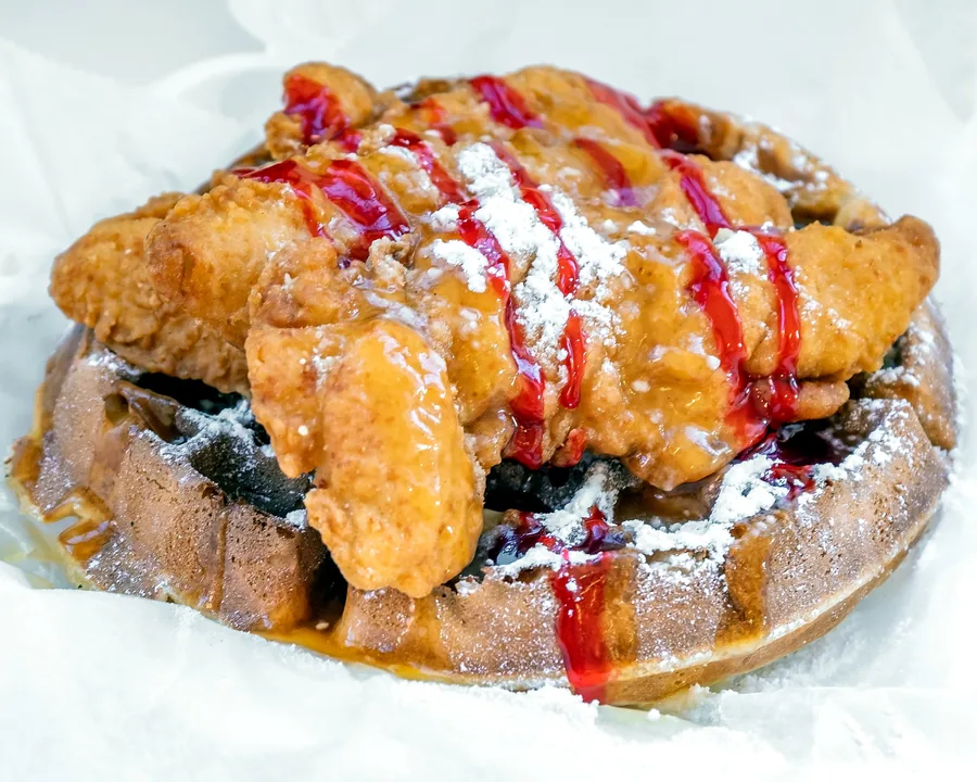 Chicken and waffles from Corner Café.