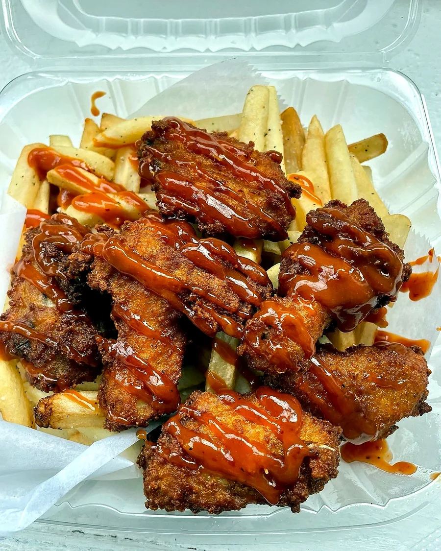 Wings and fries from Corner Café.